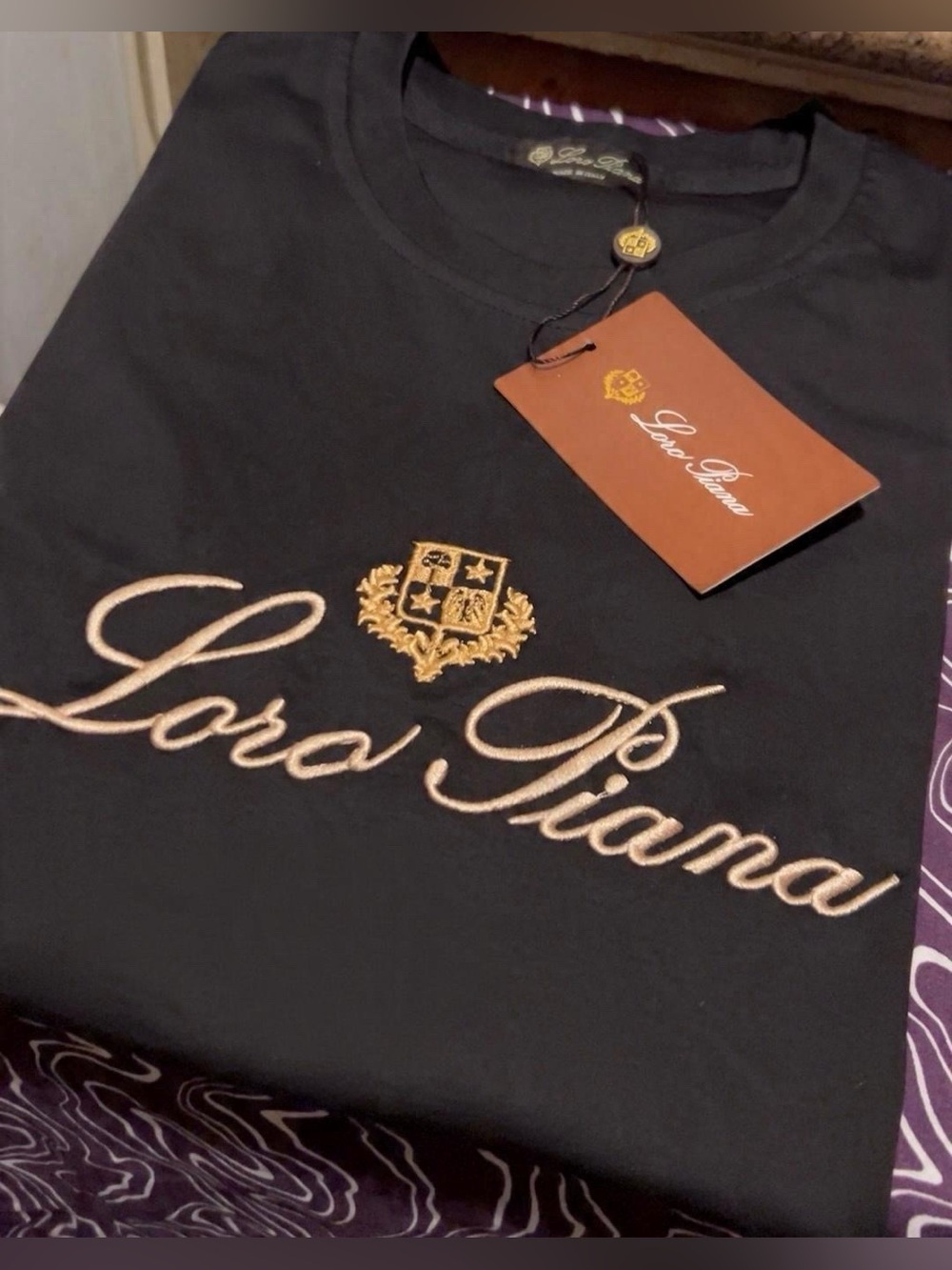 Loro Piana Black Logo Crewneck T-Shirt